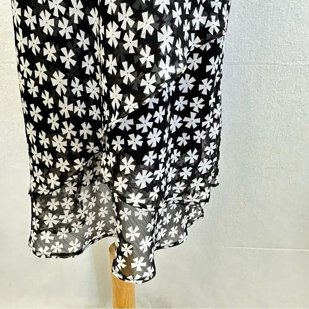 Vintage Y2k Soft Works Petites black & white  layered knee length skirt size 2‎